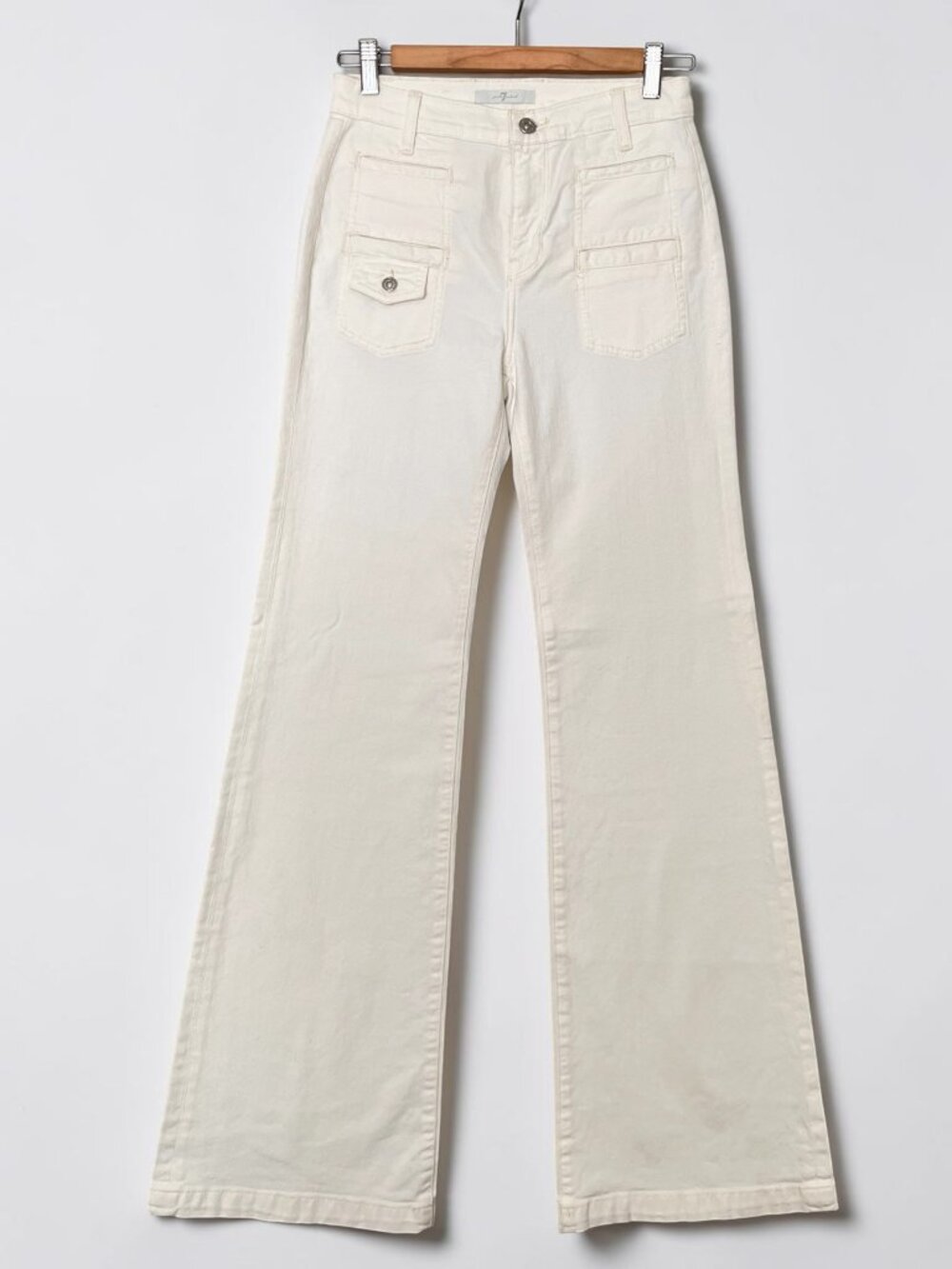 NWT 7 For All Mankind High Rise White Wide Leg Utility Jeans 26